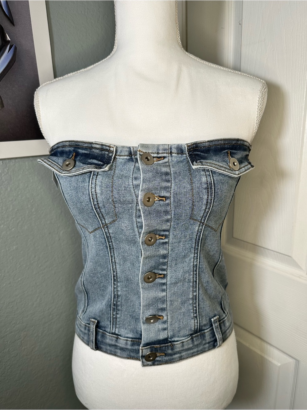 Fashion Nova Denim Bustier Top
